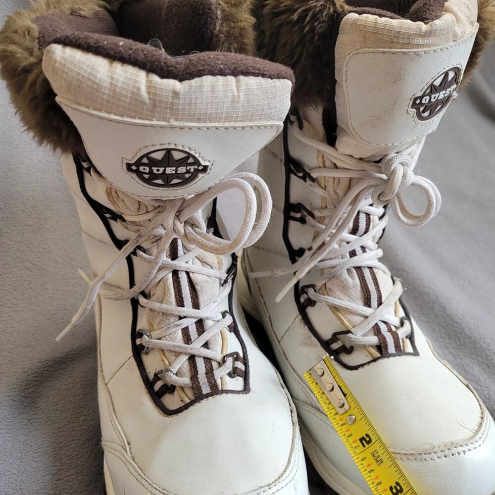 QUEST Glacier Snow Boots Womens Size 10 White Brown Thinsulate Snow Winter - Picture 6 of 12